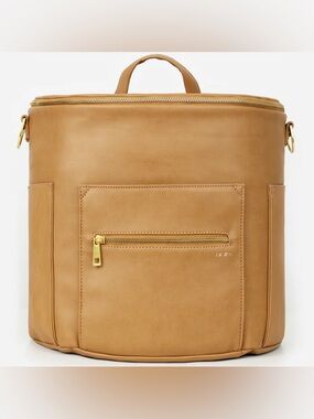 Fawn Design Original Diaper Bag Tan Vegan Leather Backpack Minimal Mom Bag